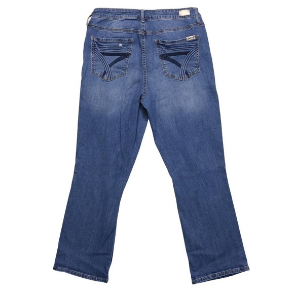 Seven7 Jeans High Rise Flare Crop Distressed Medium Wash - Picture 2 of 13